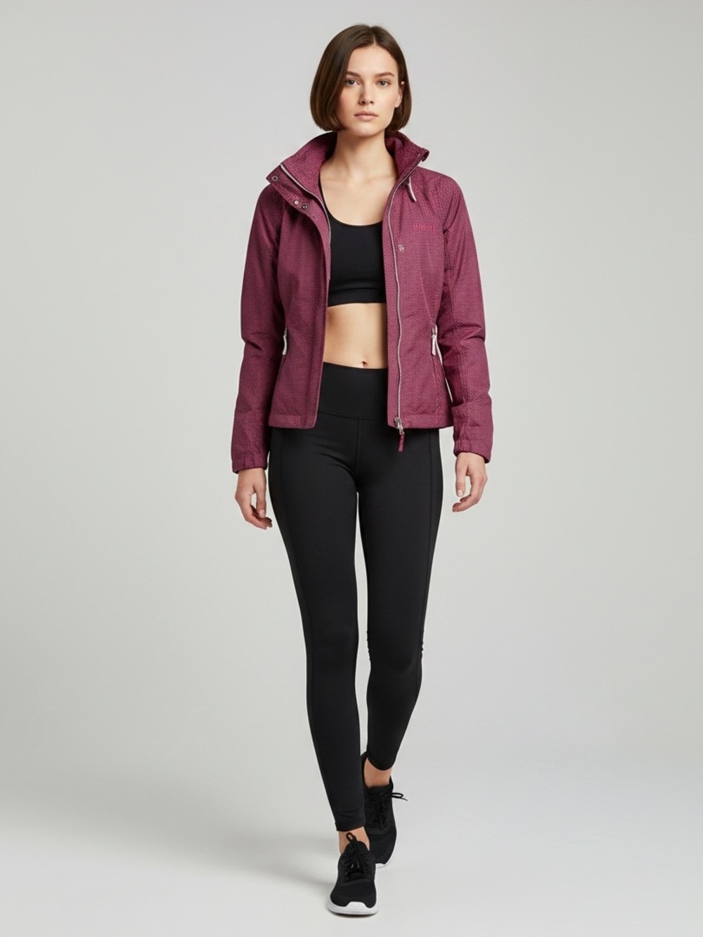 Bench Windbreaker Barbecue Jacket Cropped Lightweight Fuschia Pink Black Medium